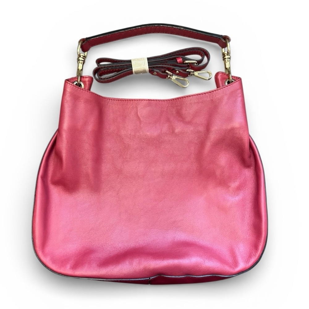 KUNA Red Leather Shoulder Bag by Beatrice ciabatti Italy old money purse - Picture 3 of 11